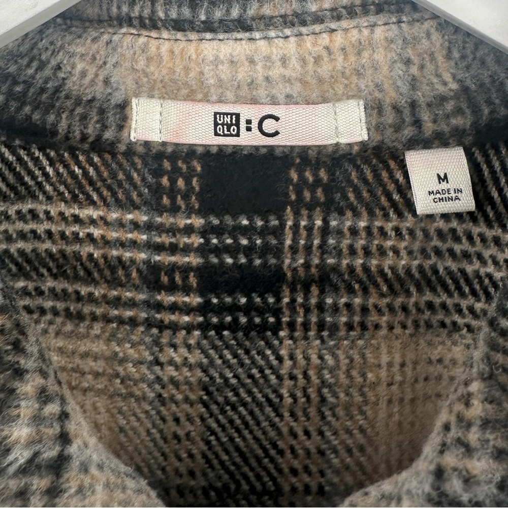Clare Waight Keller x Uniqlo Black Cream Loose Fit Plaid Flannel Shirt Jacket - Picture 8 of 11